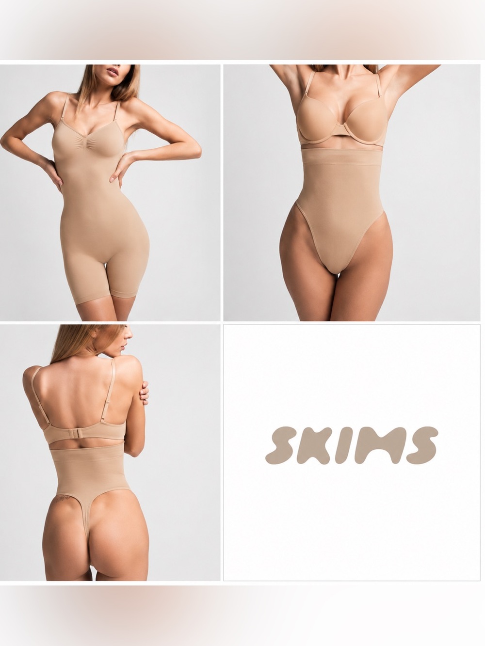 Skims bundle Seamless sculpt clay Nude Shaping Bodysuit Adjustable Straps nude